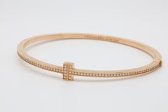 Diamond Hinged Wire Bangle in Yellow Gold