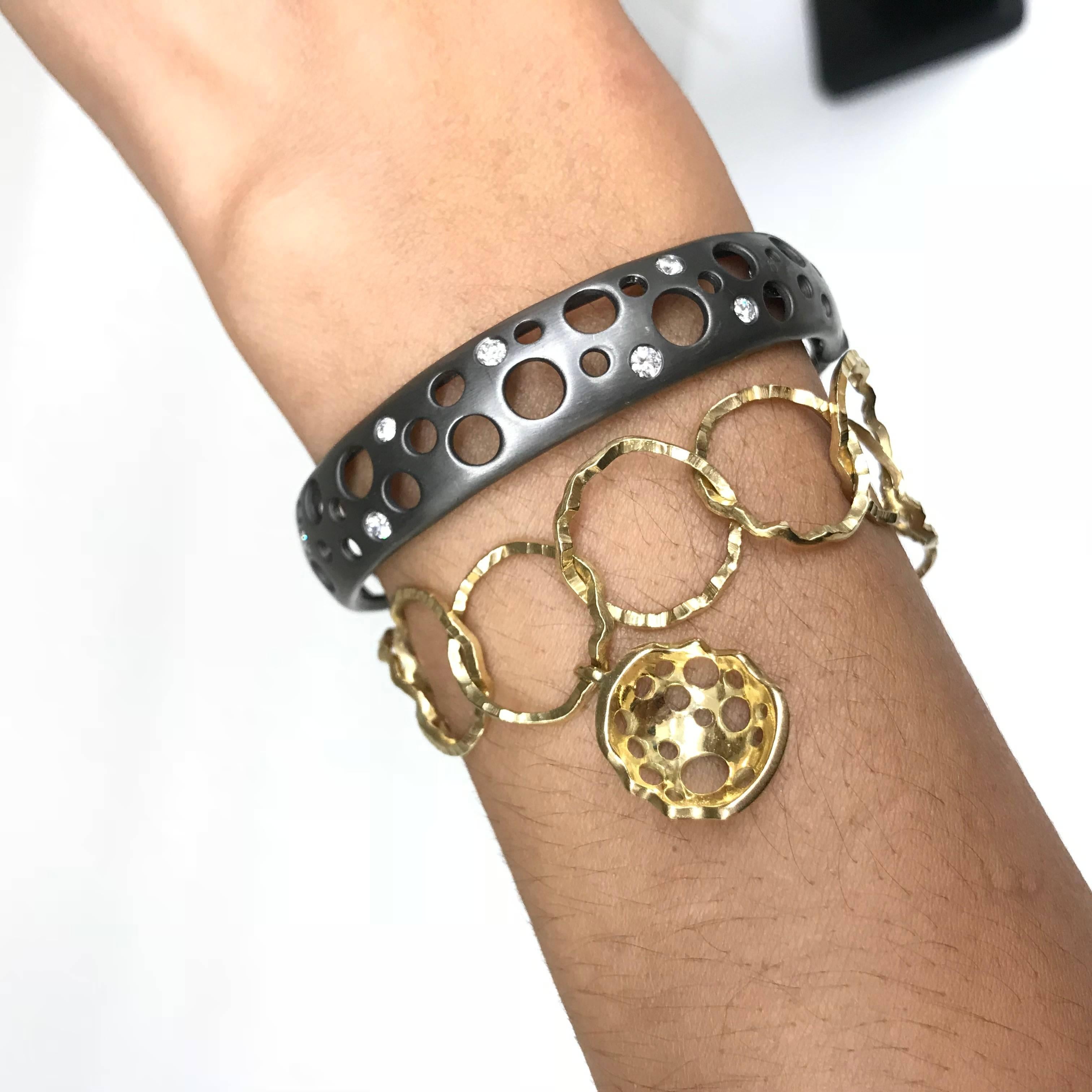 Modern Diamond Holly Click Hinge Cuff Bracelet For Sale