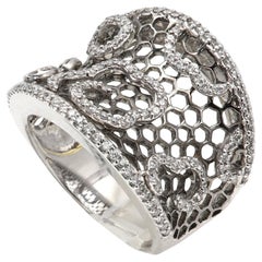Diamond honey comb Ring 18 Karat Gold Natural Diamonds