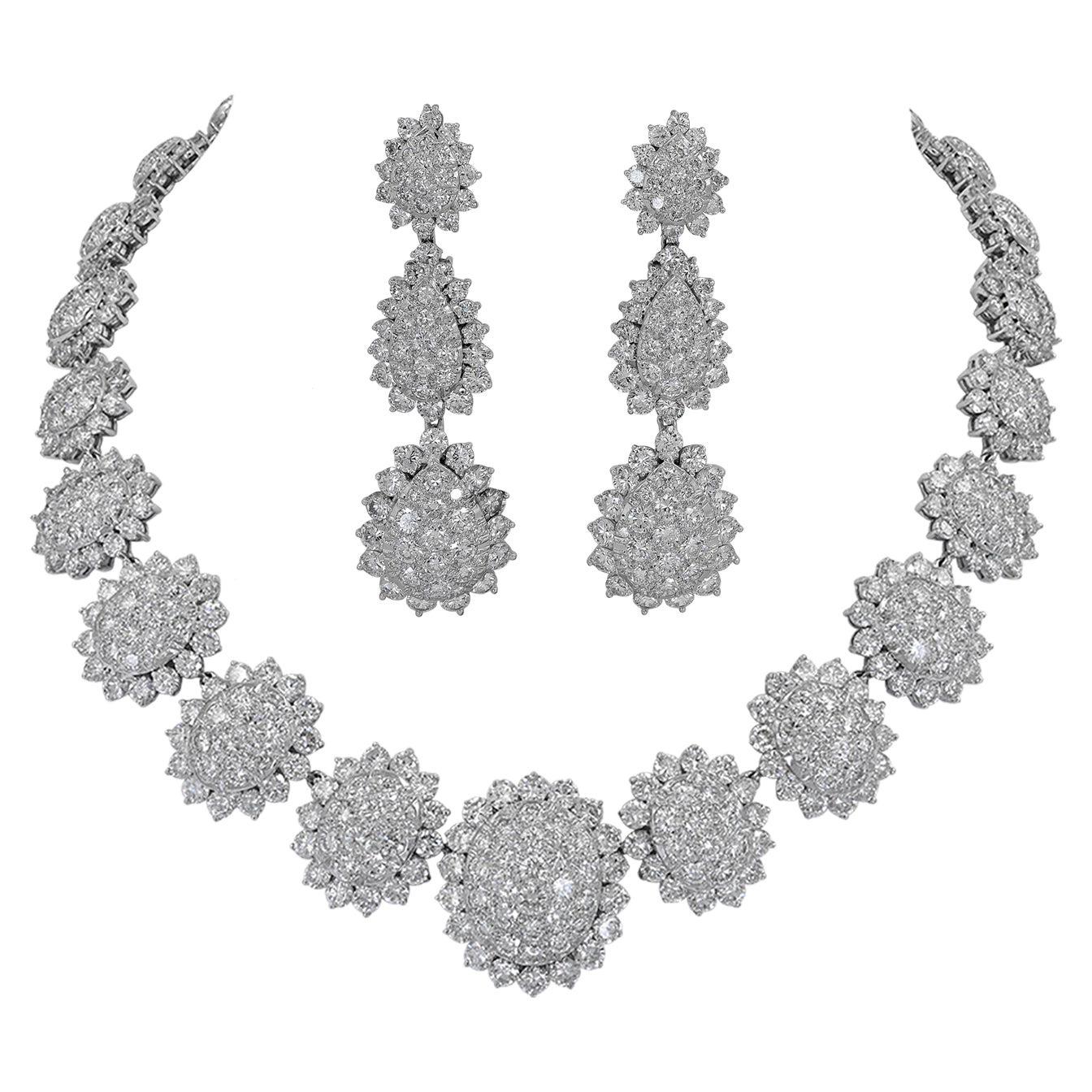 Diamant Pave Wabenförmige Demi Parure-Suite mit Diamanten im Angebot