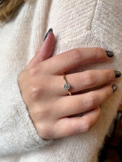 Art Deco Inspired 0.19 Carat Diamond Yellow Gold & Platinum Solitaire Ring