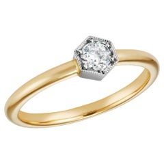 Art Deco inspirierter Solitär-Ring, 0,19 Karat Diamant Gelbgold & Platin