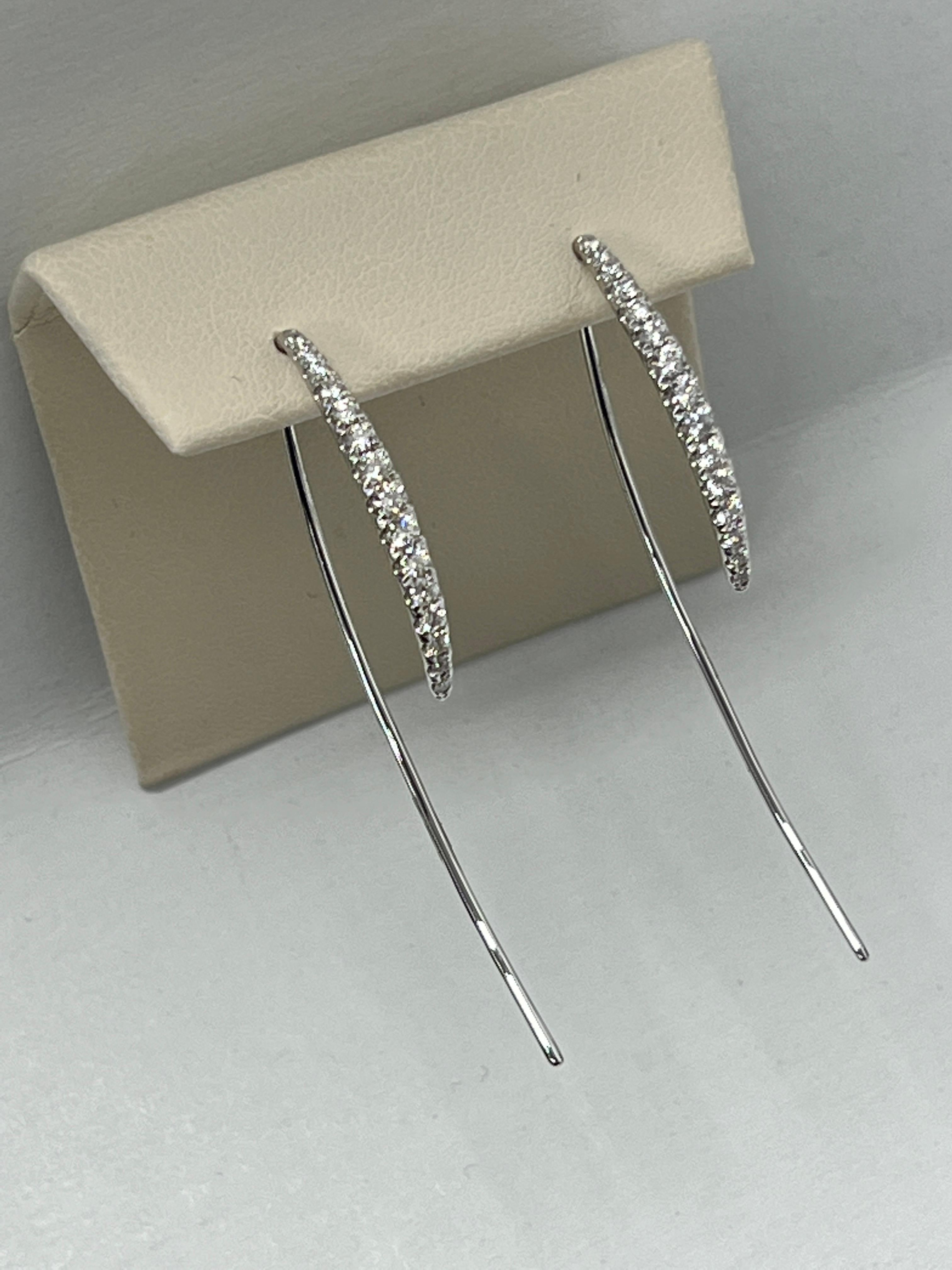Modern Diamond Hook Earrings For Sale