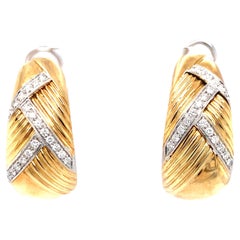 Diamond Hoop 18K Yellow Gold Earrings