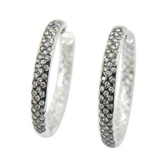 Diamond Hoop Diamond Earrings Totalling 2.20 Carat in 18 Karat White Gold