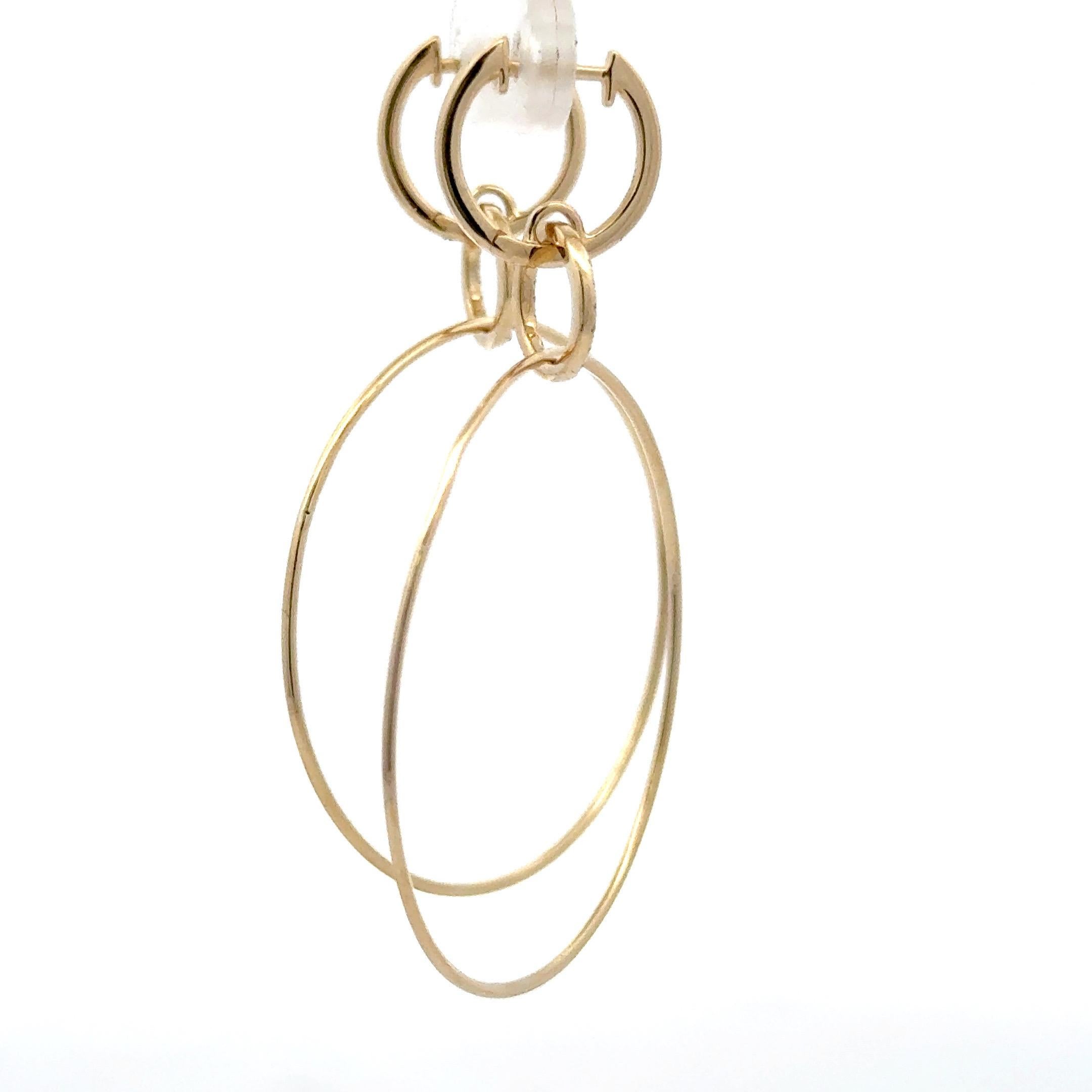 Diamond Hoop Drop Earrings 0.05 Carats 14 Karat Yellow Gold Pour femmes en vente
