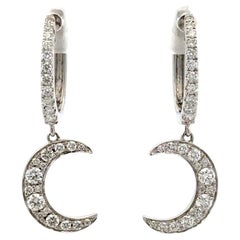 Diamant-Creolen-Tropfen-Mond-Century-Ohrringe 0,60 Karat 18KT Weißgold G VS2