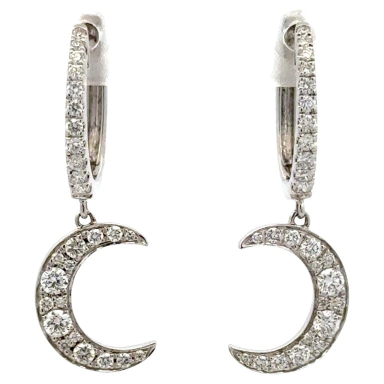 Boucles D'oreilles Pendantes En Argent Sterling 925 - Forme Lune Croissante - Neuf Avec étiquettes