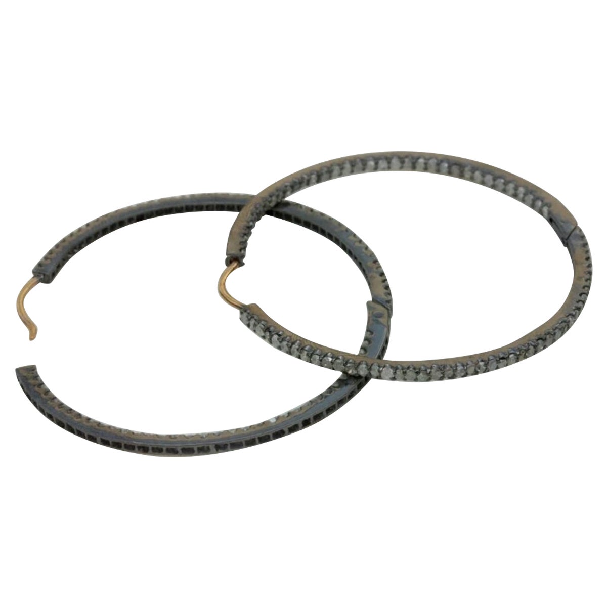 Boucles d'oreilles diamant Big Hoop Bijoux en argent 925 Cadeau. en vente