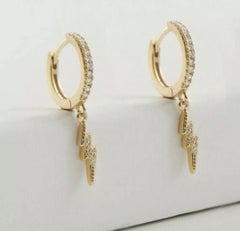 Diamond Hoop Earring For Women 14K Solid Gold Hoop Earring For Christmas Gift.