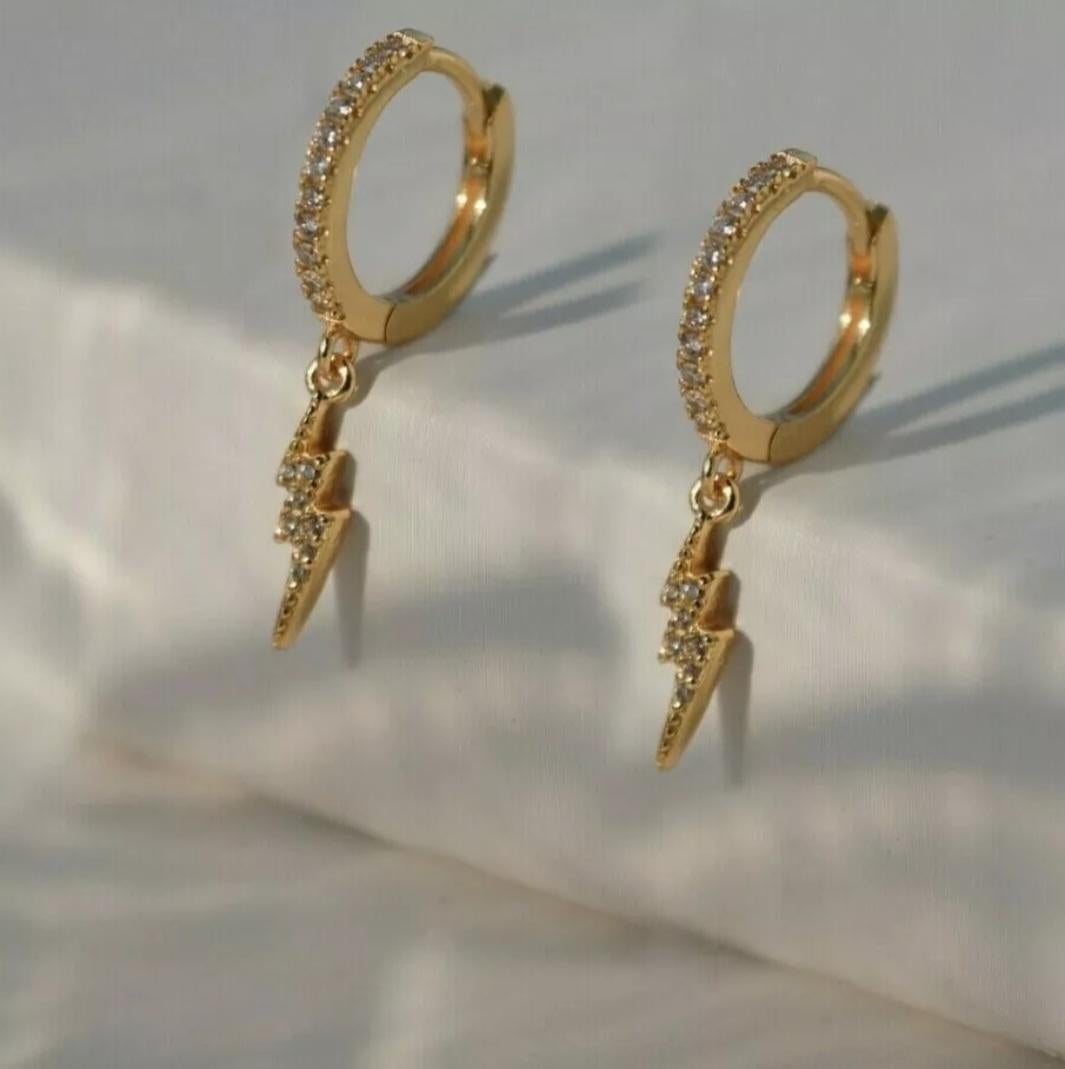 Pendiente de aro de diamantes para mujer Pendiente de aro de oro macizo de 14 quilates para regalo de Navidad. en venta 3