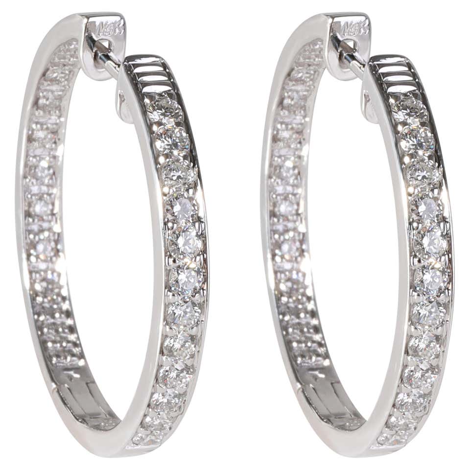 Diamond Oval Hoop Earring in 18k Yellow Gold '1.92 CTW' For Sale at 1stDibs