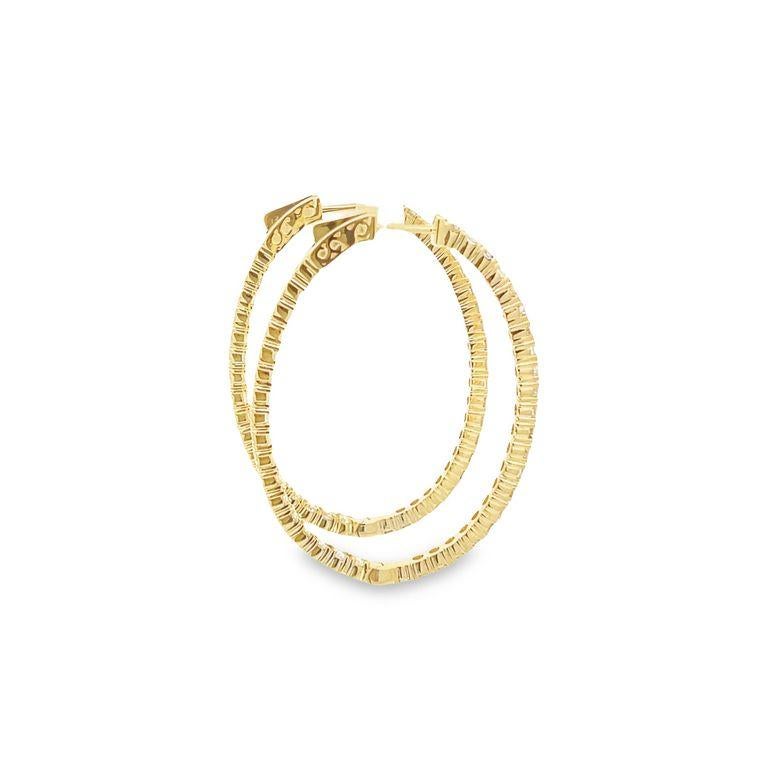 Modern Diamond Hoop Earring Oval shape 4.36ct 14K yellow gold For Sale