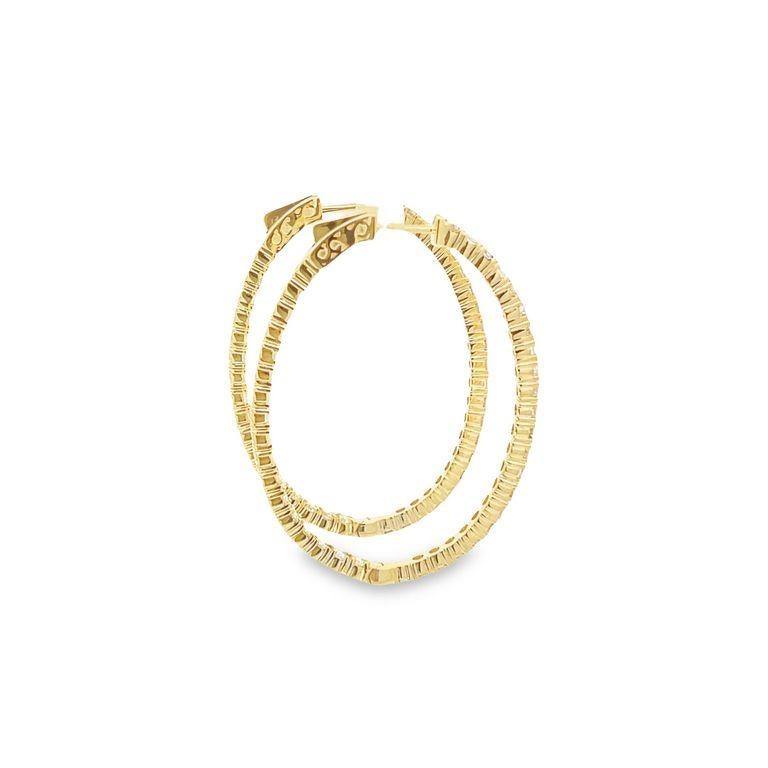 Moderne Créoles en diamant Forme ovale 4.36ct or jaune 14K en vente