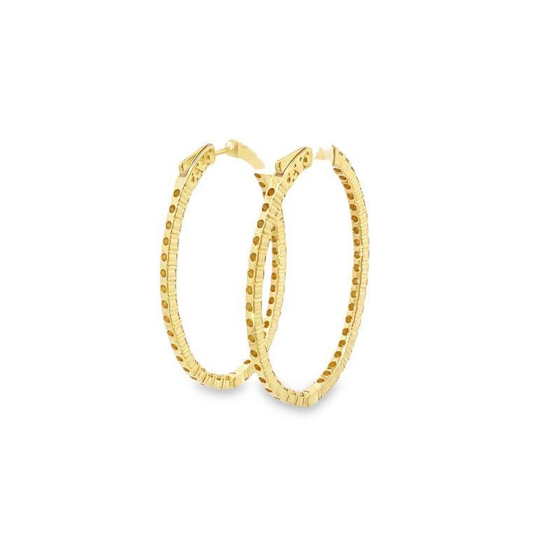 Oval Cut Diamond Hoop Earring Oval shape 4.36ct 14K yellow gold For Sale
