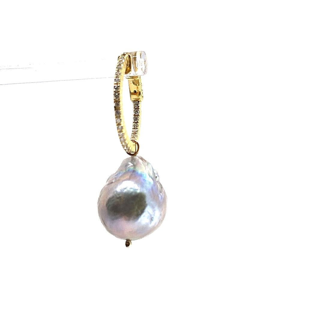 Diamant-Ohrring mit abnehmbaren Perlen im Zustand „Hervorragend“ im Angebot in New York, NY