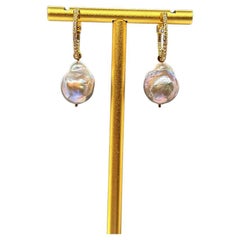 Used Diamond Hoop Earring with detachable Pearls