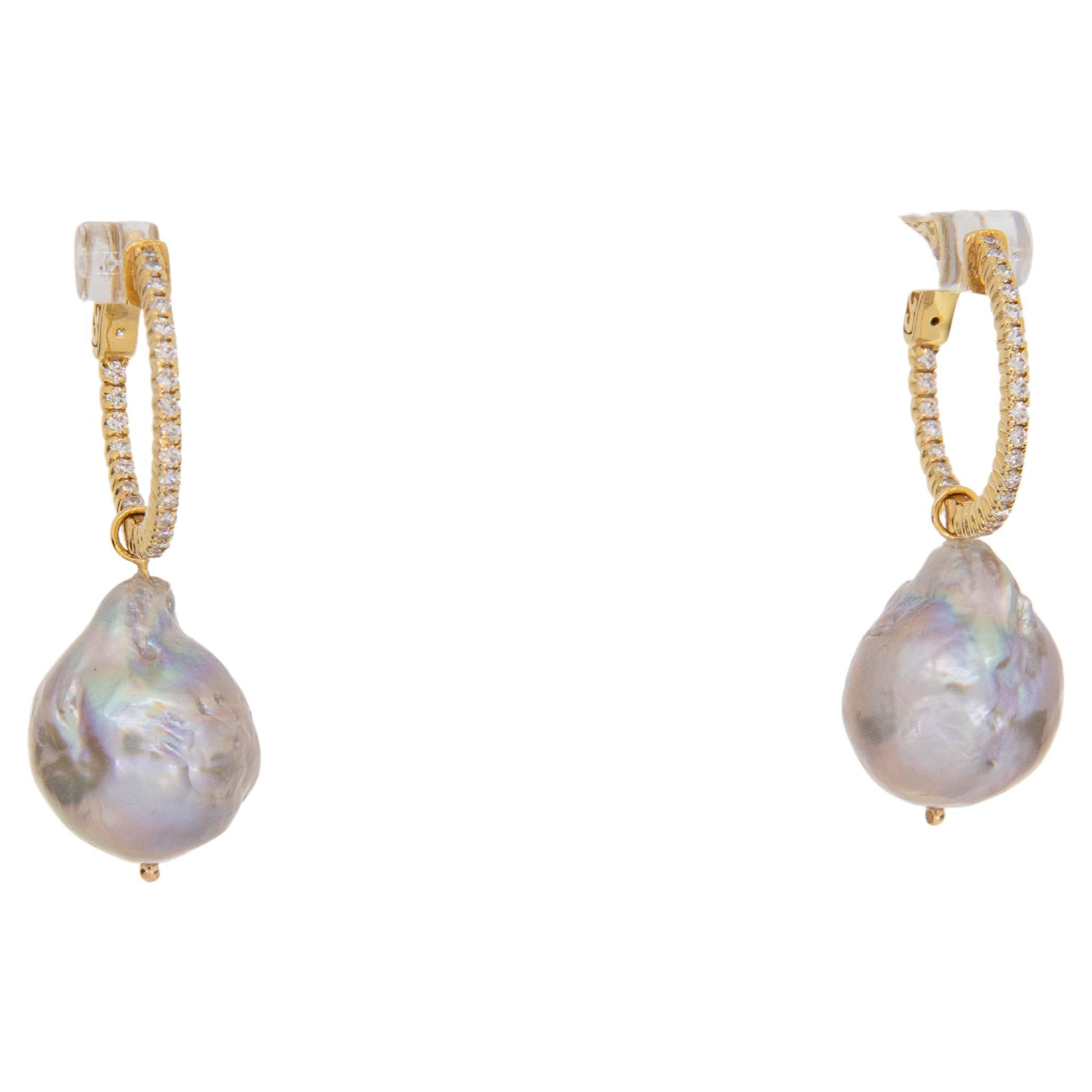 Diamond Hoop Earring with detachable Pearls