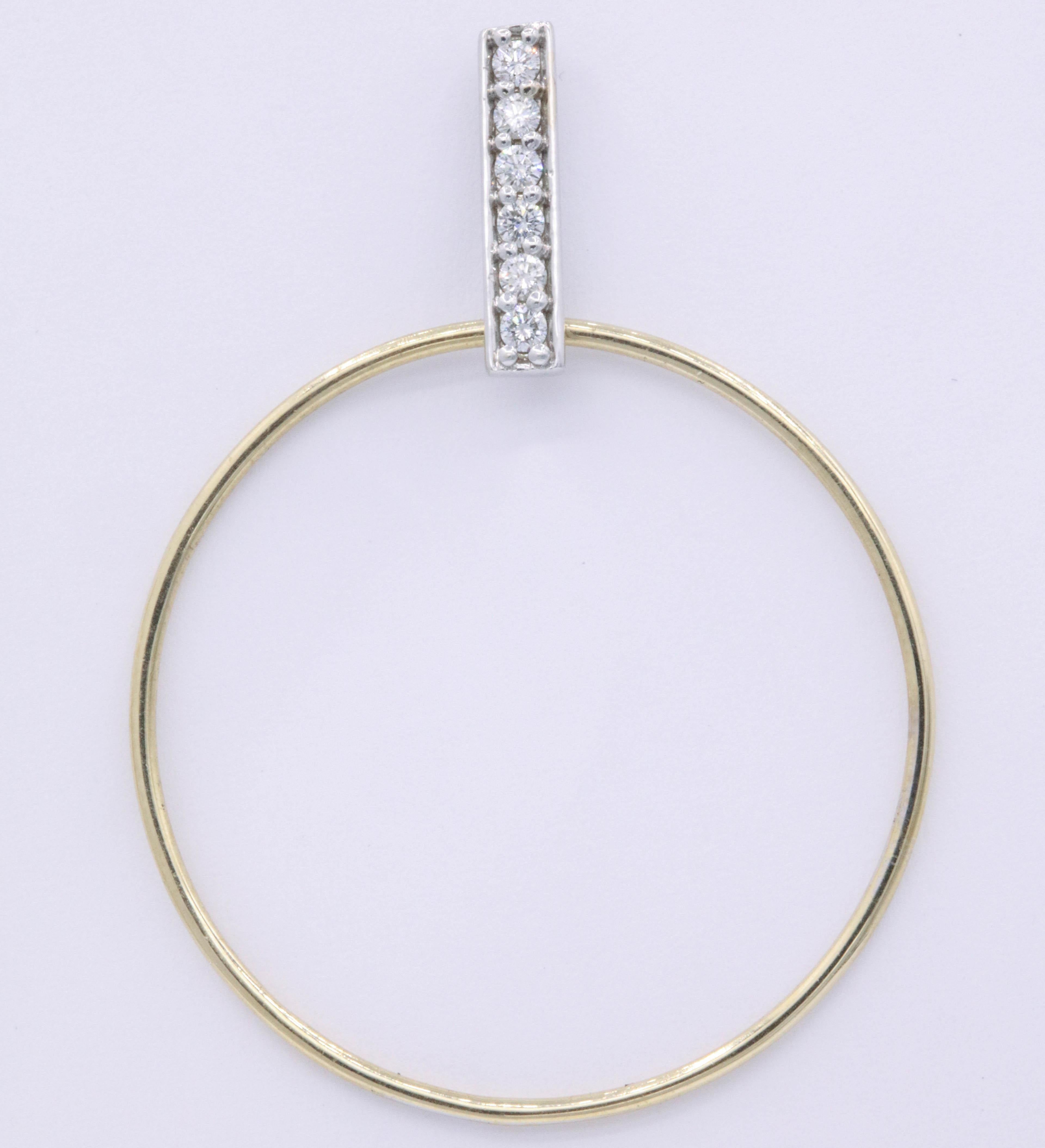 Diamond Hoop Earrings 0.33 Carat 14K White & Yellow Gold 1