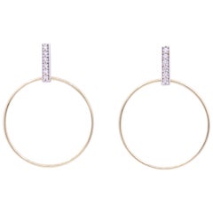 Diamond Hoop Earrings 0.33 Carat 14K White & Yellow Gold
