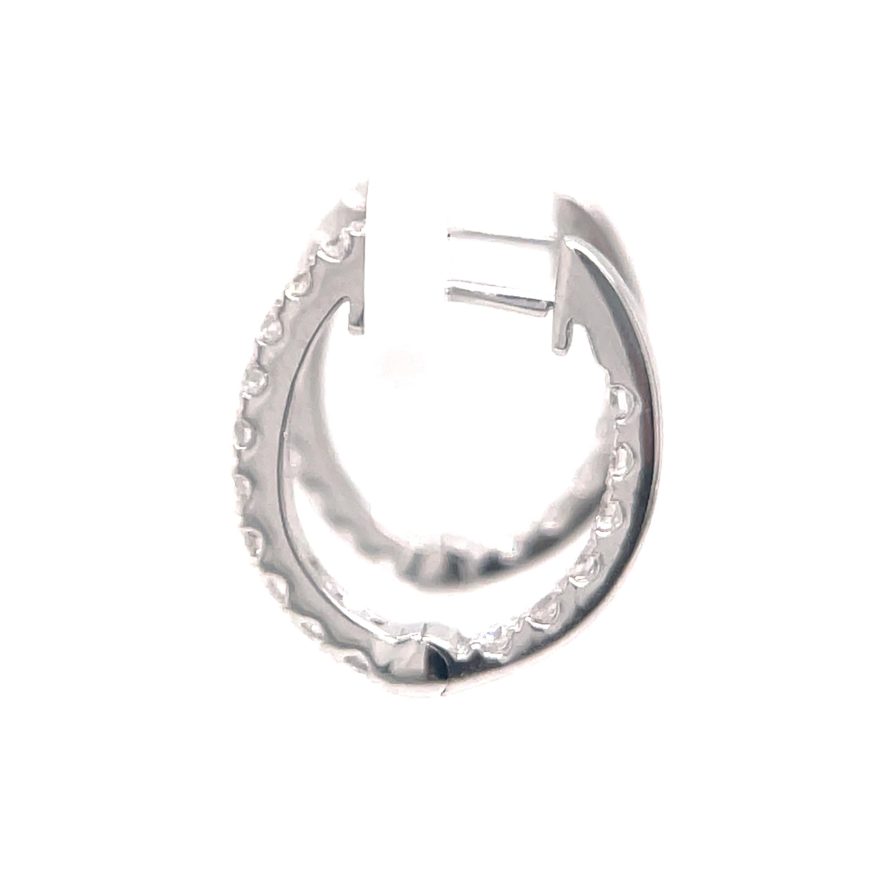 Diamond Hoop Earrings 0.82 Carats 14 Karat White Gold 2.9 Grams For Sale 2