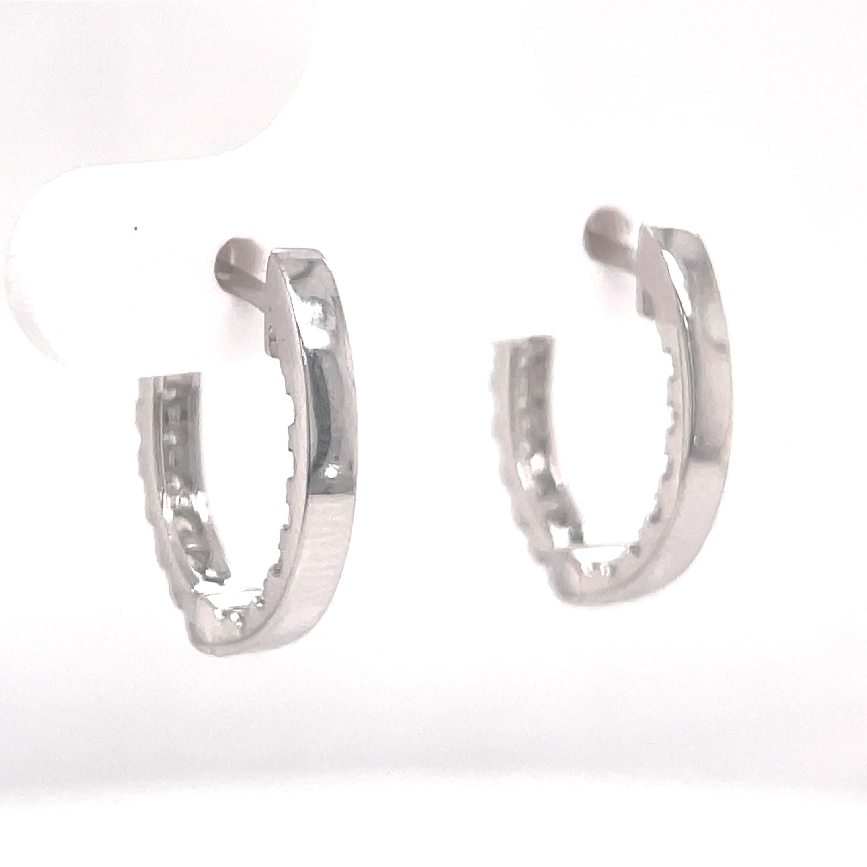 Diamond Hoop Earrings 0.82 Carats 14 Karat White Gold 2.9 Grams For Sale 3