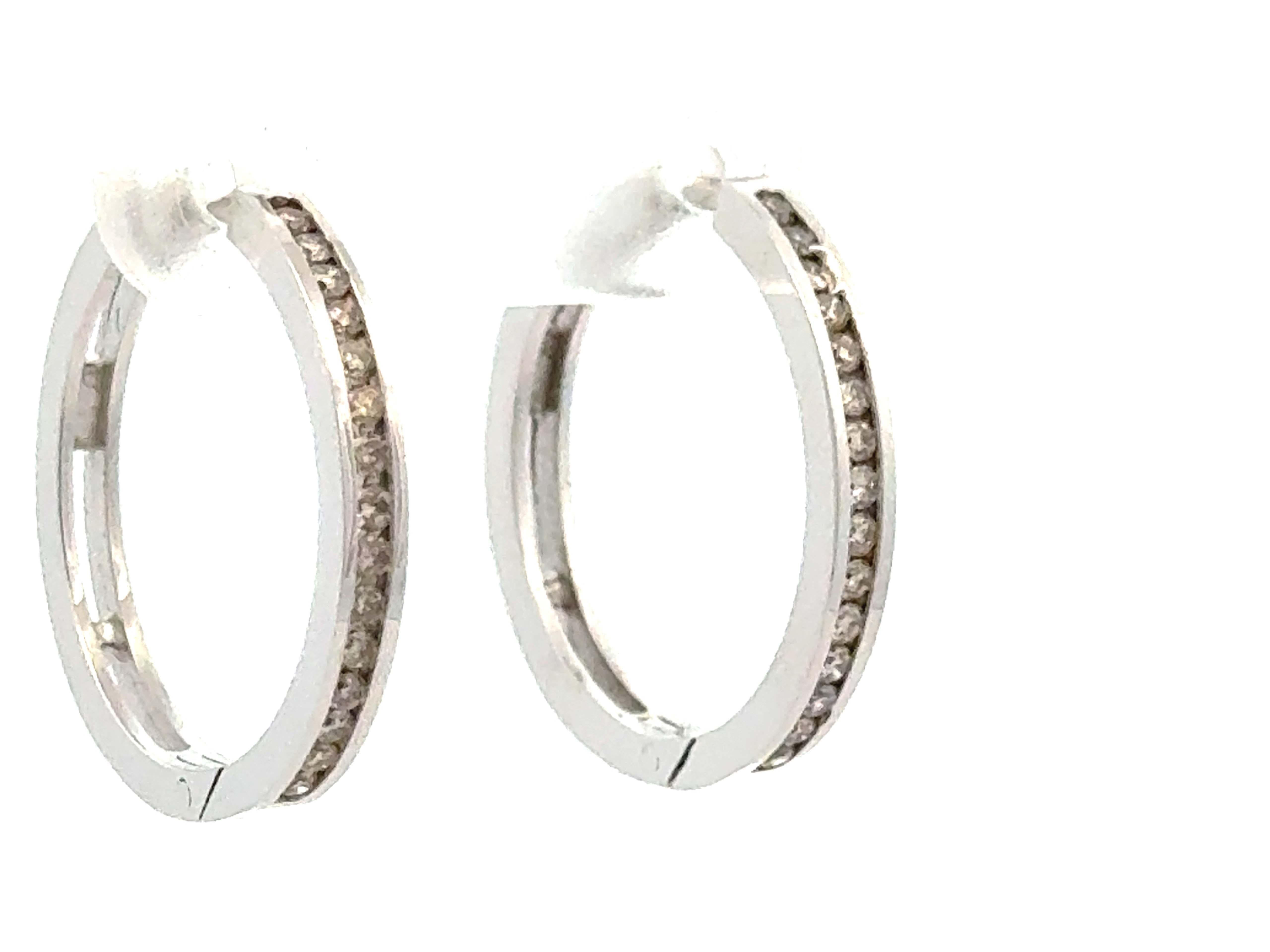 Moderne Créoles en diamant Or blanc massif 14K en vente