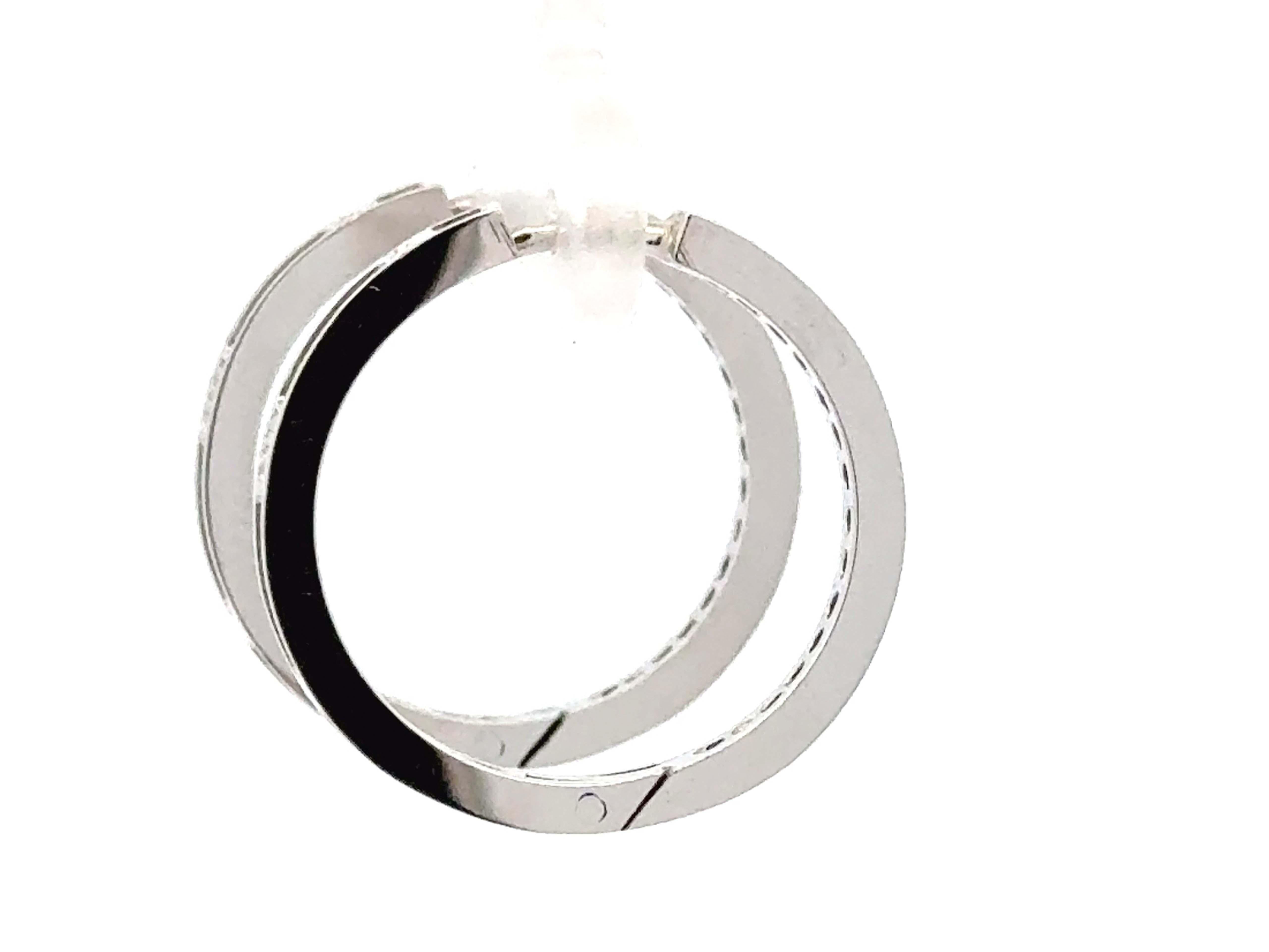 Créoles en diamant Or blanc massif 14K Pour femmes en vente