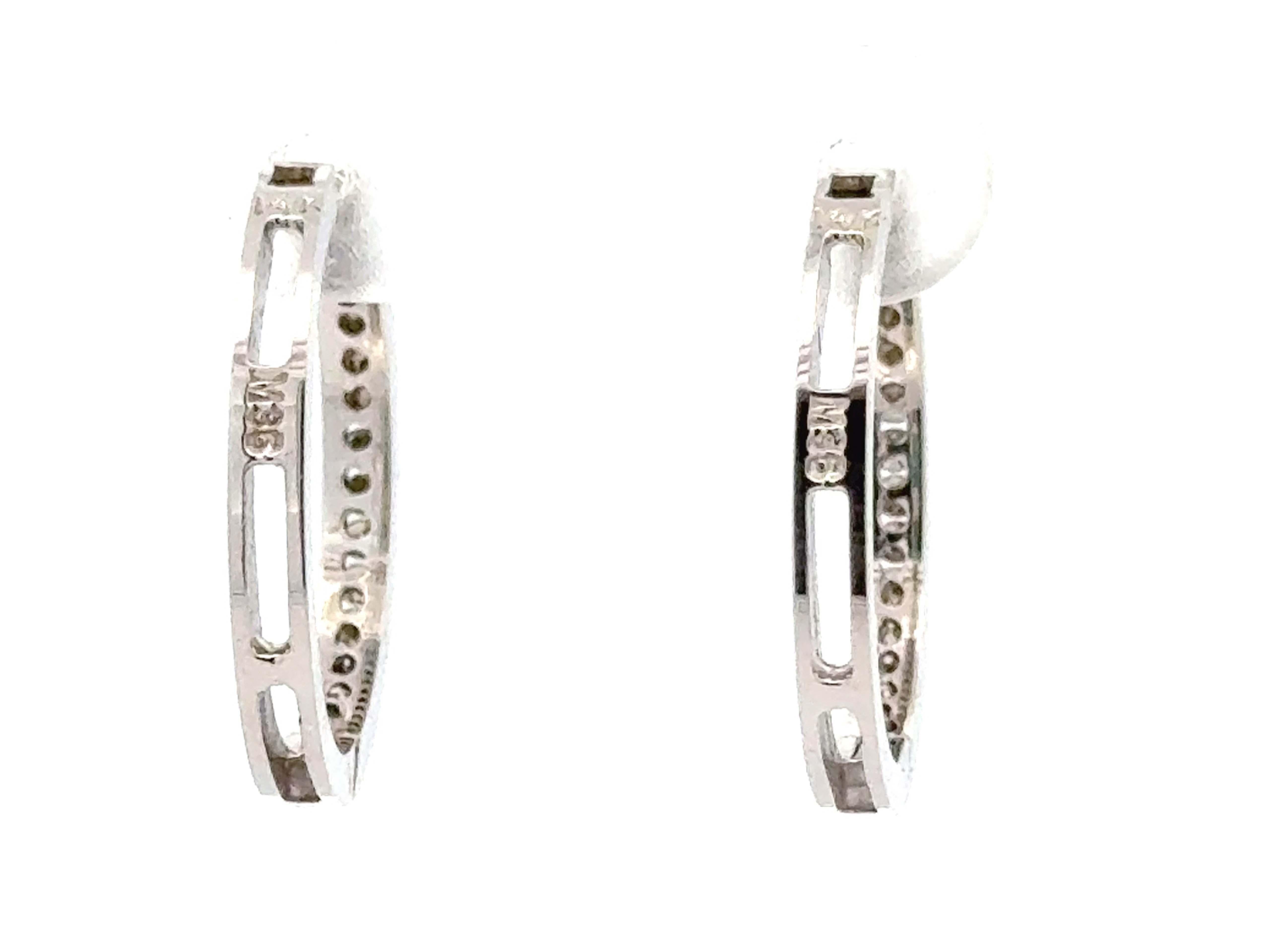 Créoles en diamant Or blanc massif 14K en vente 1