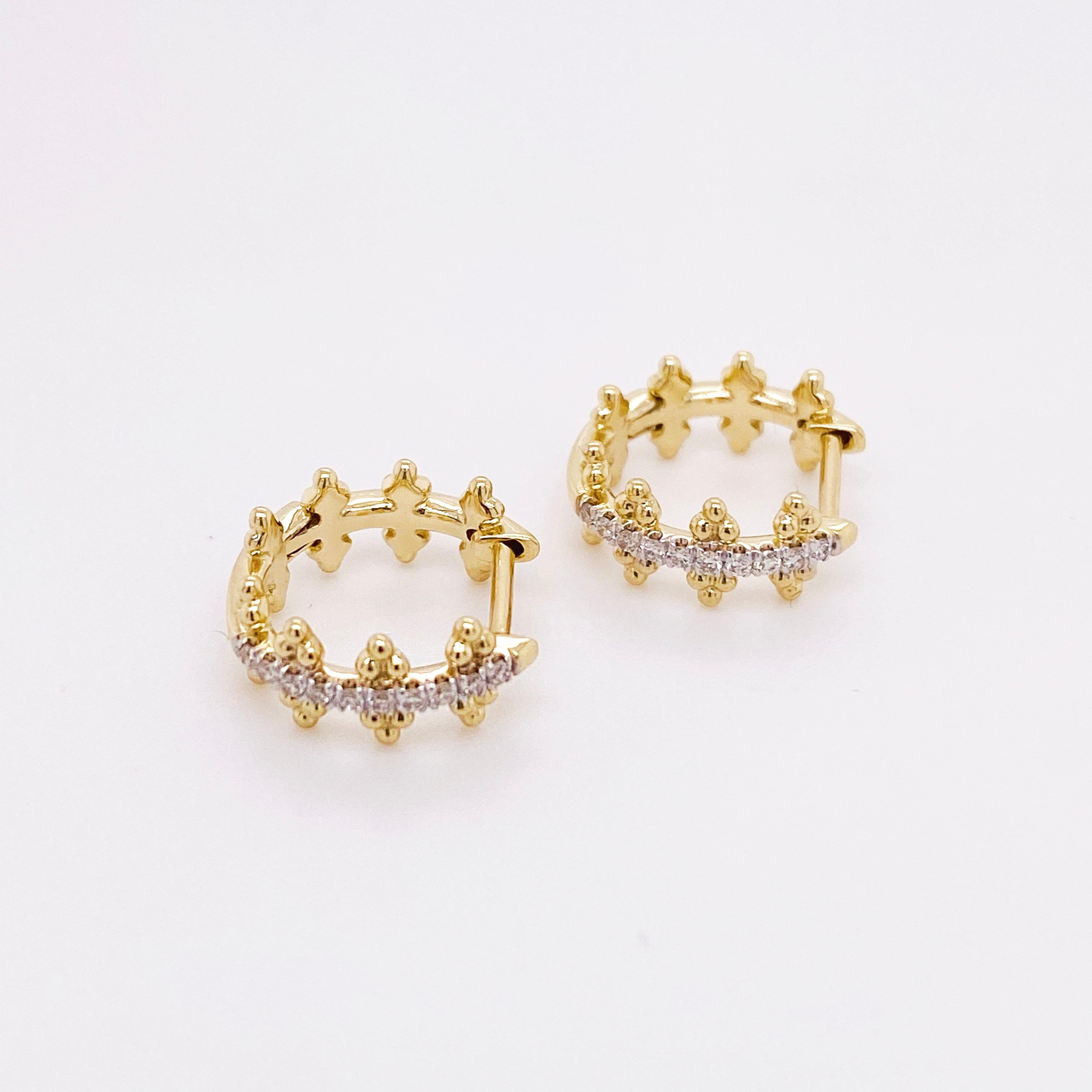gold beaded huggie earrings