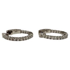 Diamond Hoop Earrings 14kt White Gold 0.70ctw HIJ SI 0.75in New