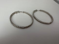 Diamond Hoop Earrings 14 Karat White Gold Inside Out Earrings 3 Carats Wow