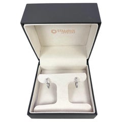 Boucles d'oreilles créoles pour enfants en or blanc 14 carats avec diamants