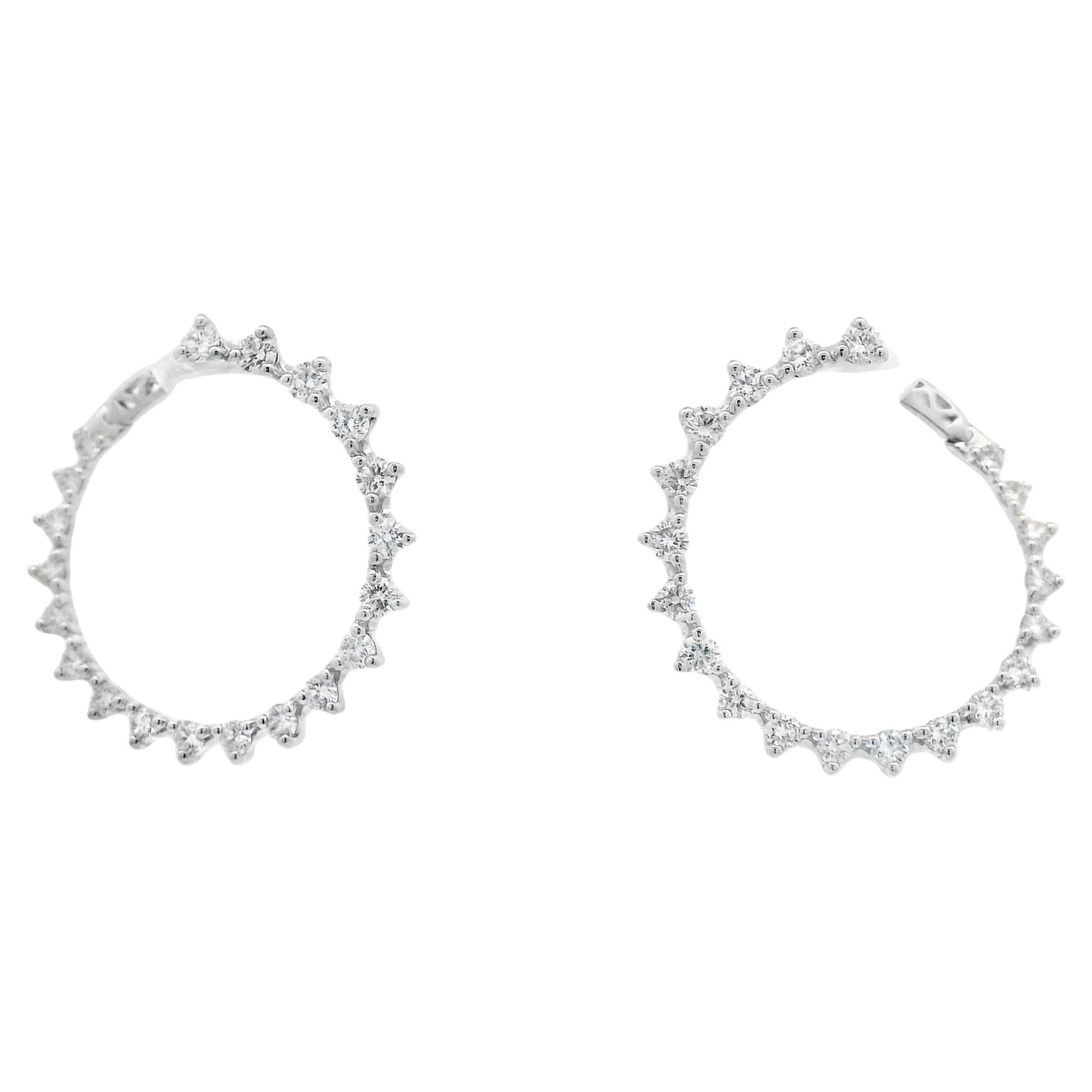 Diamond Hoop Earrings, 1.50 Carat in 14K White Gold