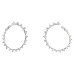 Diamond Hoop Earrings, 1.50 Carat in 14K White Gold