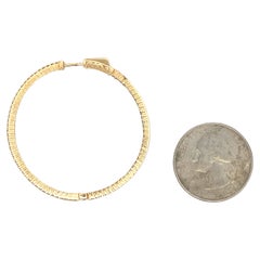 Diamond Hoop Earrings 1.56 Carats 14 Karat Yellow Gold 1.75 Inch Diameter