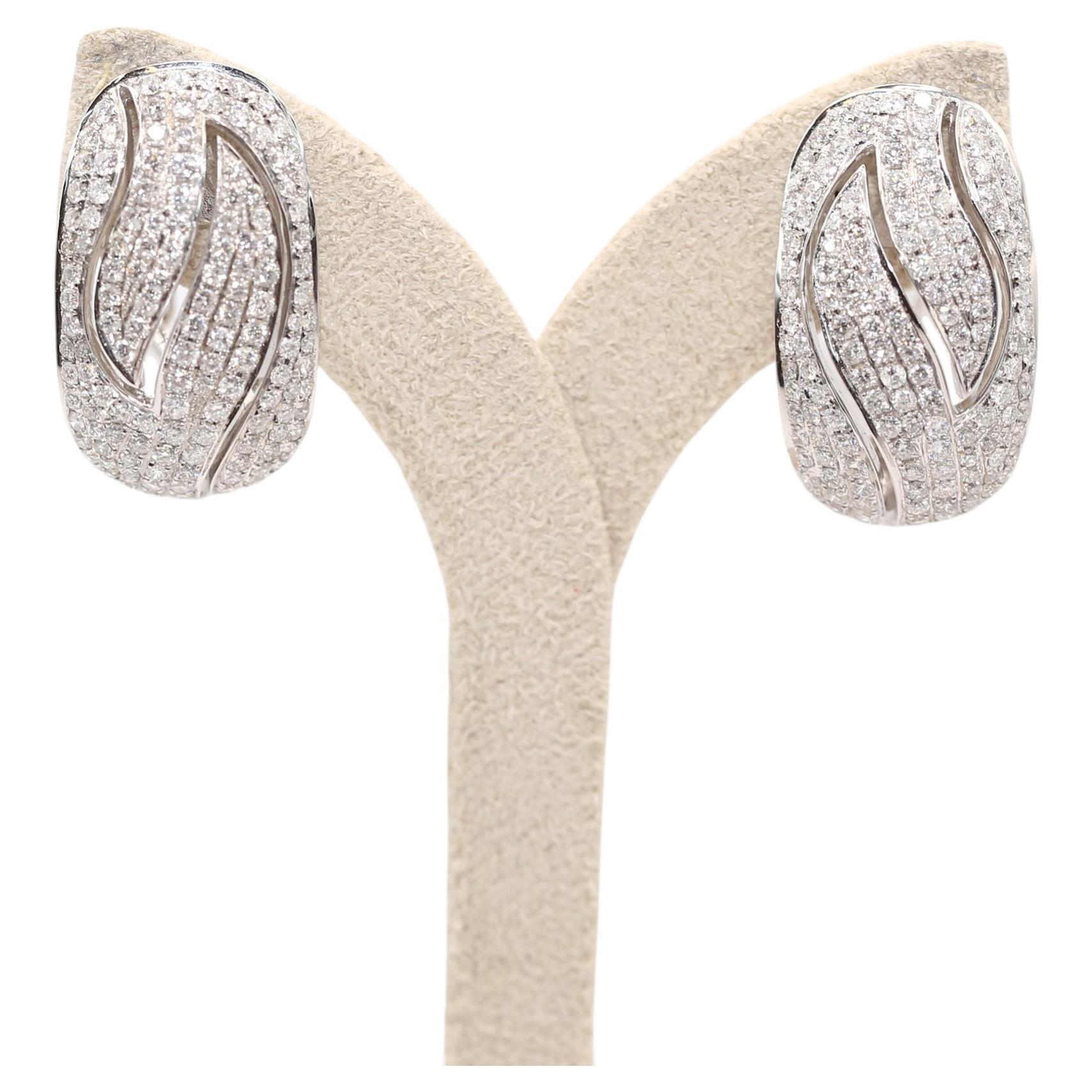Pendientes de aro con diamantes, oro blanco de 18 quilates, 4,00 quilates de diamantes, 1990