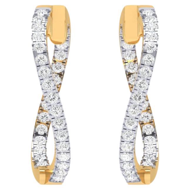 Diamond Hoop Earrings, 18k Gold, 1.24ct For Sale