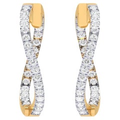 Diamond Hoop Earrings, 18k Gold, 1.24ct