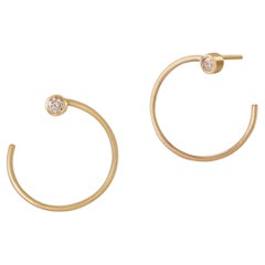 Diamond Hoop Earrings, 18k Gold