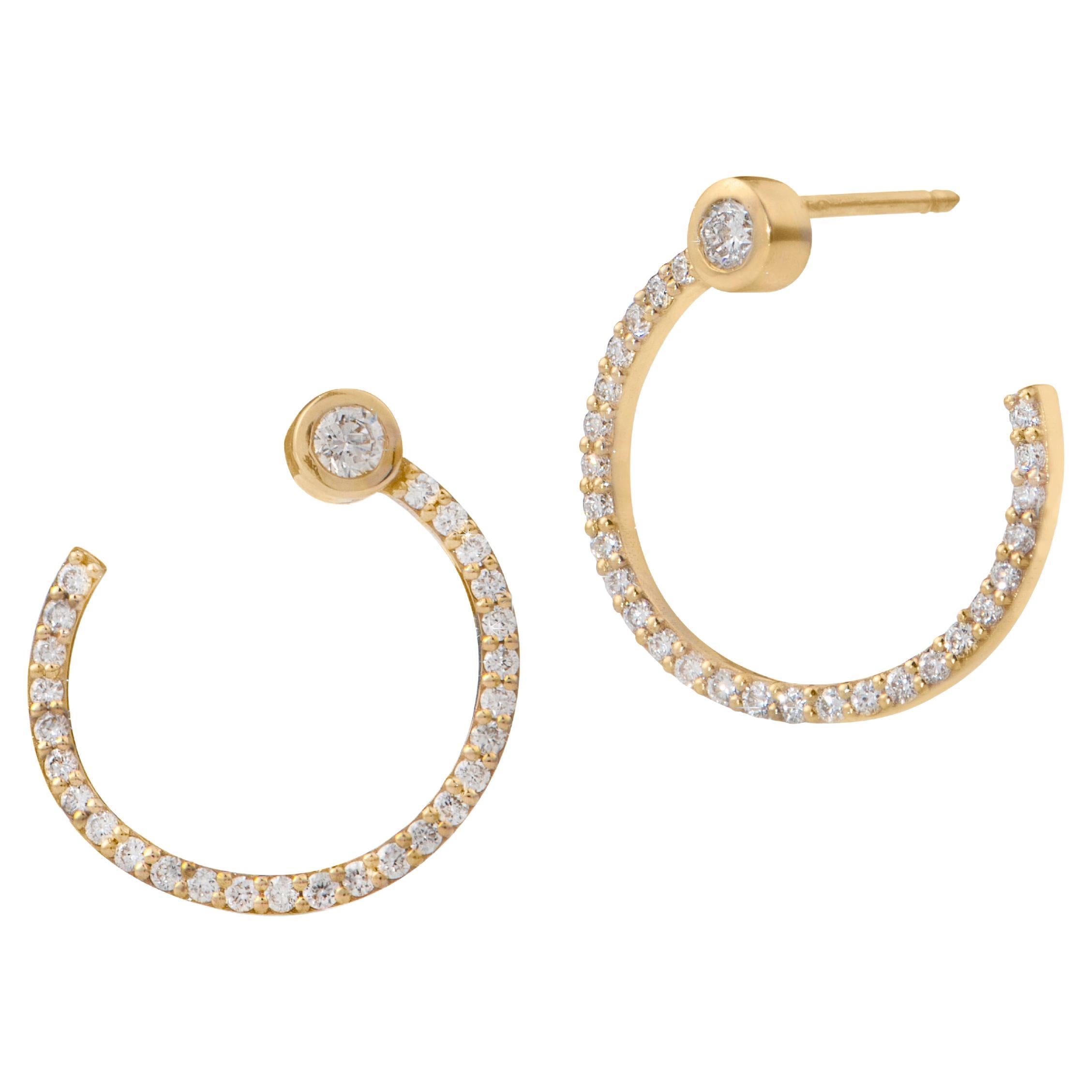 Diamond Hoop Earrings, 18K Gold