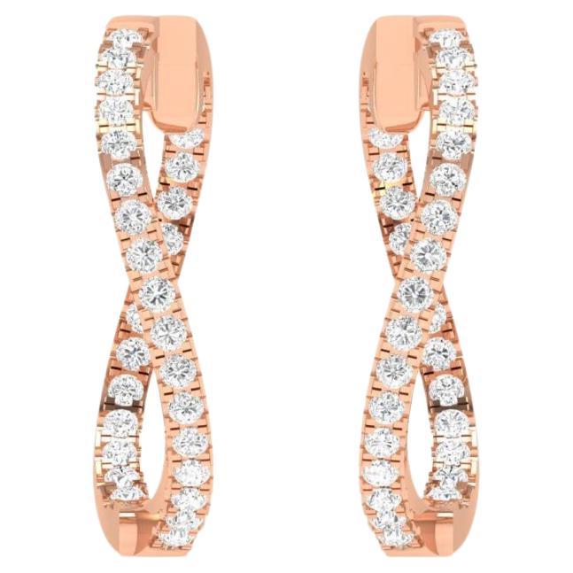 Diamond Hoop Earrings, 18k Rose Gold, 1.24ct For Sale