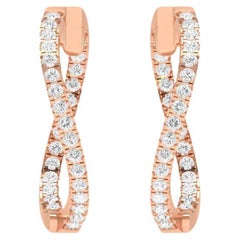 Diamond Hoop Earrings, 18k Rose Gold, 1.24ct