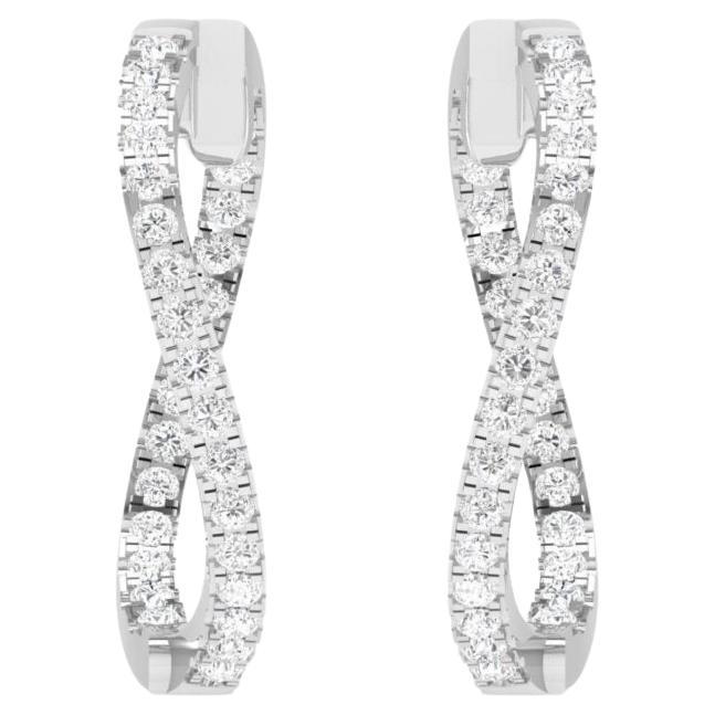 Diamond Hoop Earrings, 18k White Gold, 1.24ct For Sale