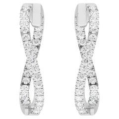 Diamond Hoop Earrings, 18k White Gold, 1.24ct