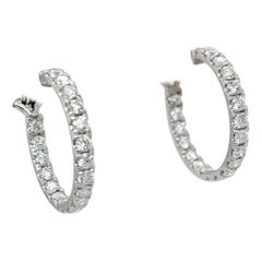 Diamond Hoop Earrings 18K White Gold 3.30 Carats DEF Color VVS VS Clarity