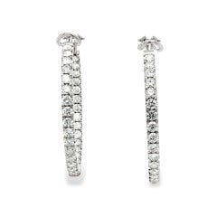 Diamond Hoop Earrings 18K White Gold 7.40 Carats D E Color VVS/VS Clarity