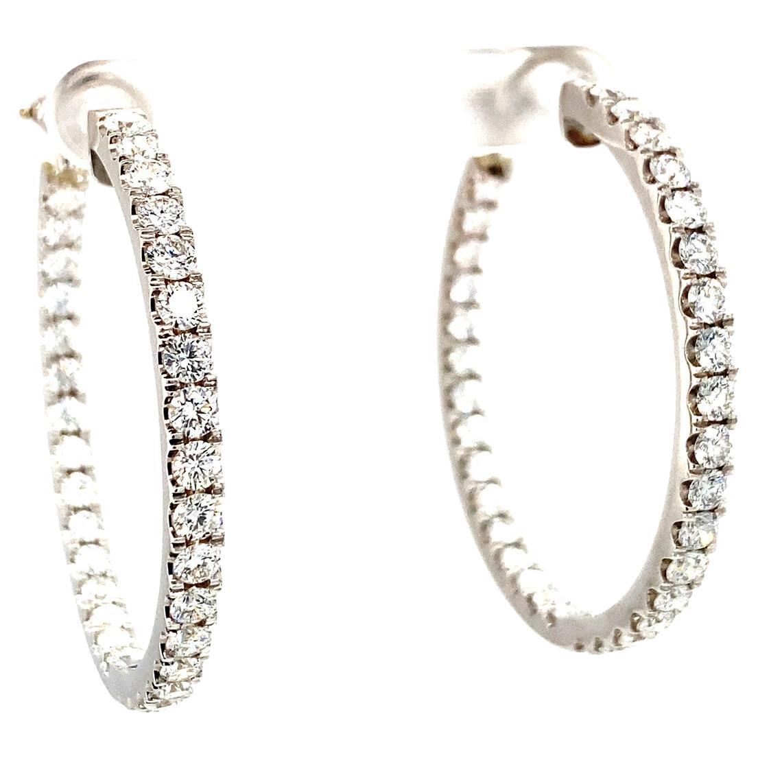 18k Gold, 6.51 Carat, F Color, VS Clarity, Diamond Paved Earrings