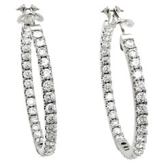 Diamond Hoop Earrings 18K White Gold 7.40 Carats D E Color VVS/VS Clarity