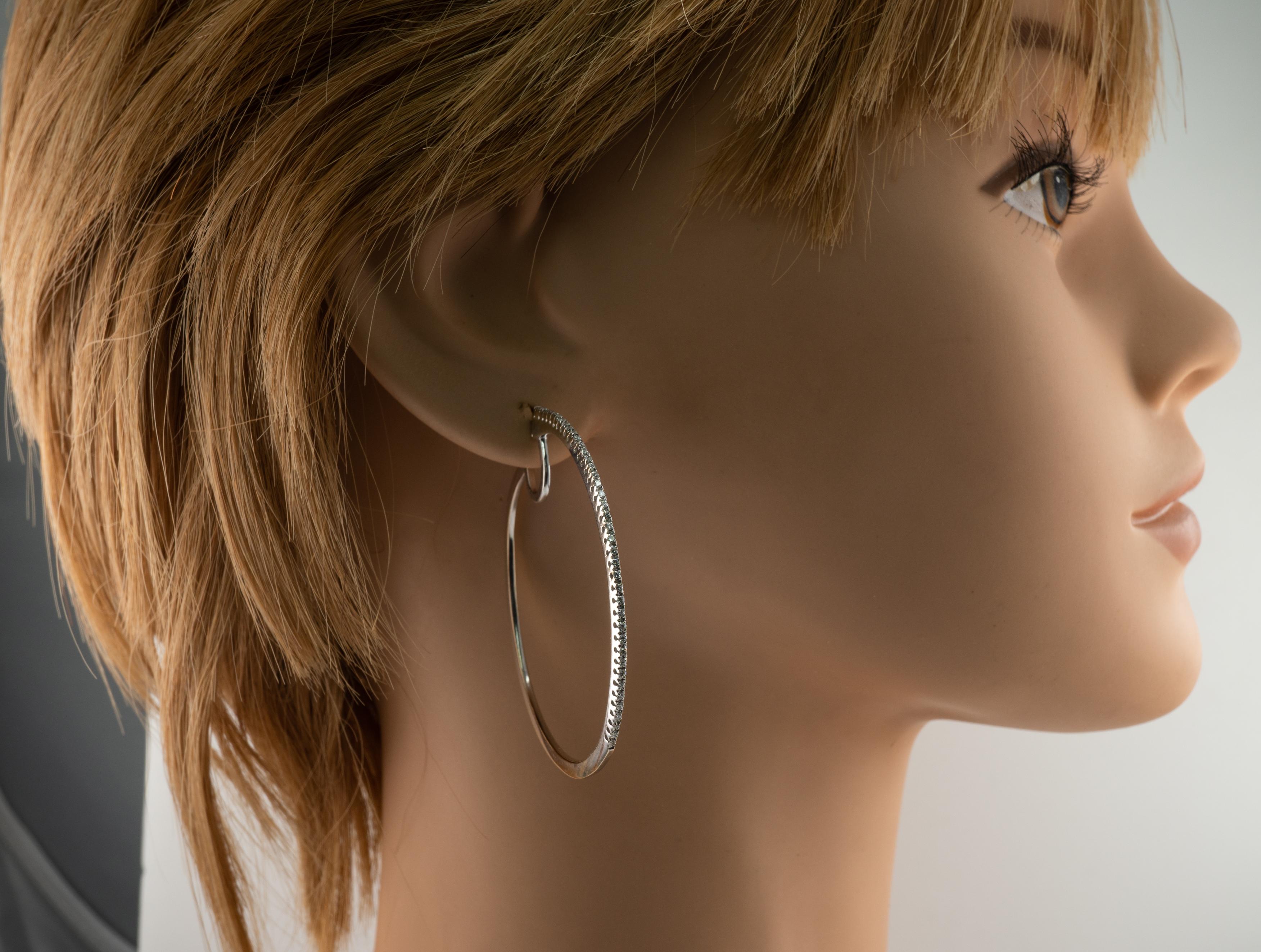 Diamond Hoop Earrings 18K White Gold by Diadema For Sale 4